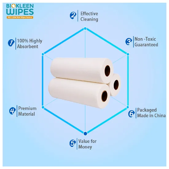 Biokleen, logotipo personalizado, cubo grande lavable de desmaquillante, toallitas secas de limpieza sensibles de etiqueta privada biodegradables para bebés